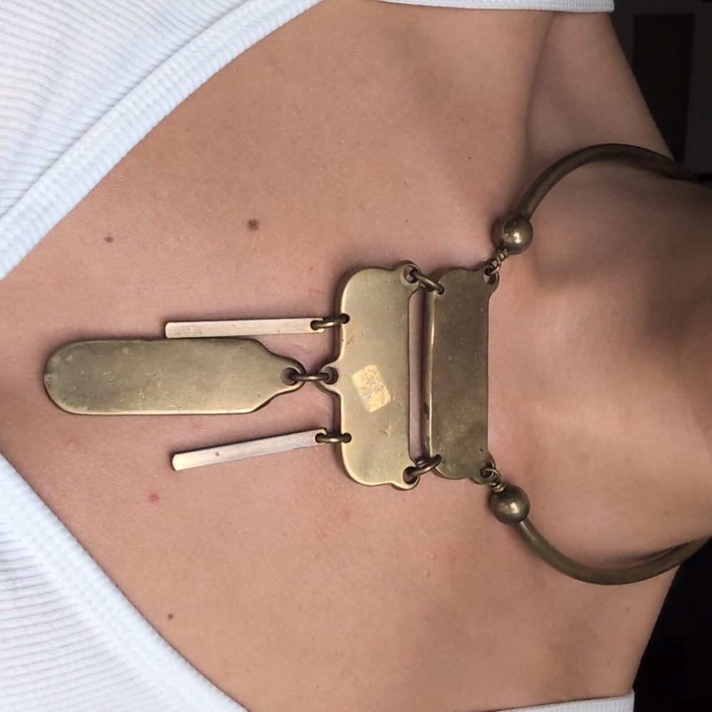 Vintage Solid Brass Collar Necklace - image 3